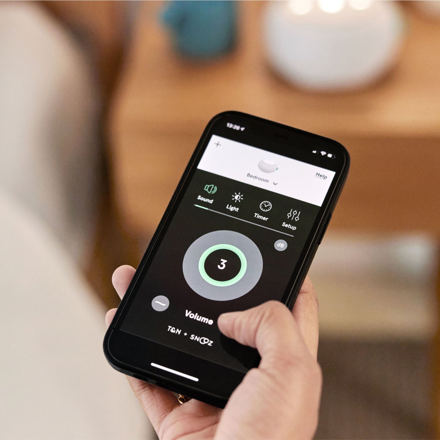 Smartphone controlling bedroom sound settings