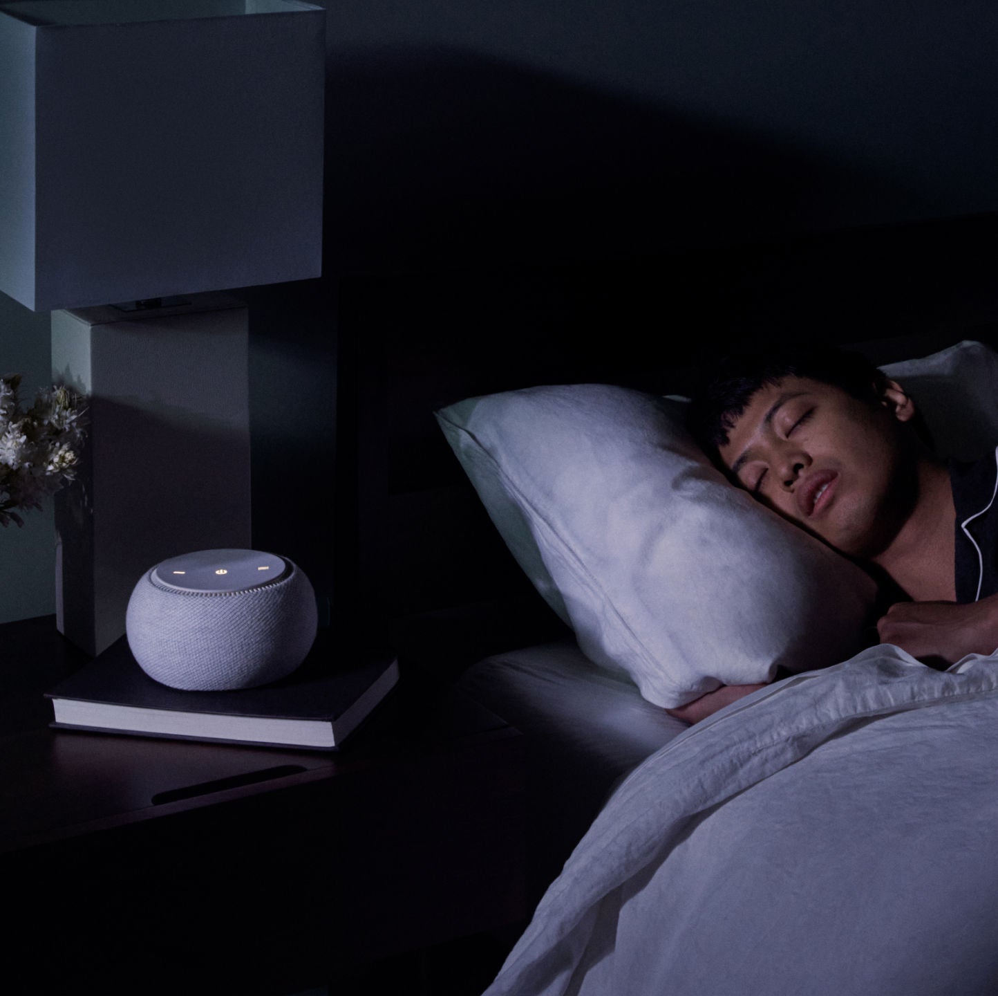 Smart Speaker on Nightstand in Bedroom