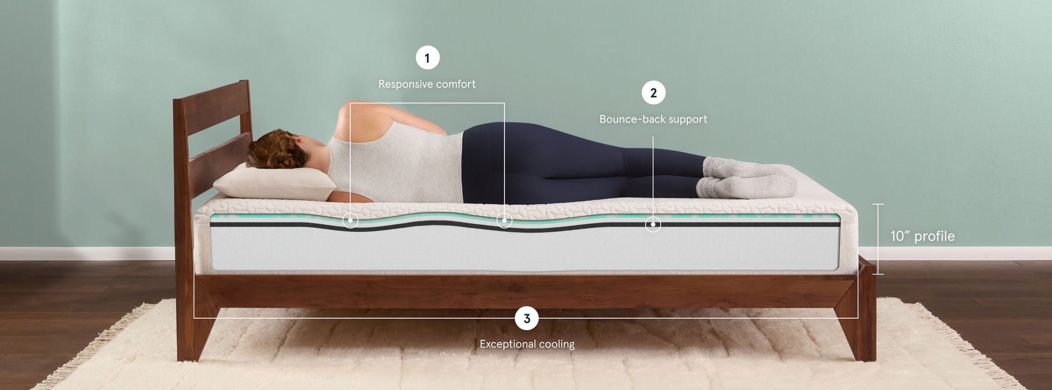 Woman resting on 10-inch profile mattress