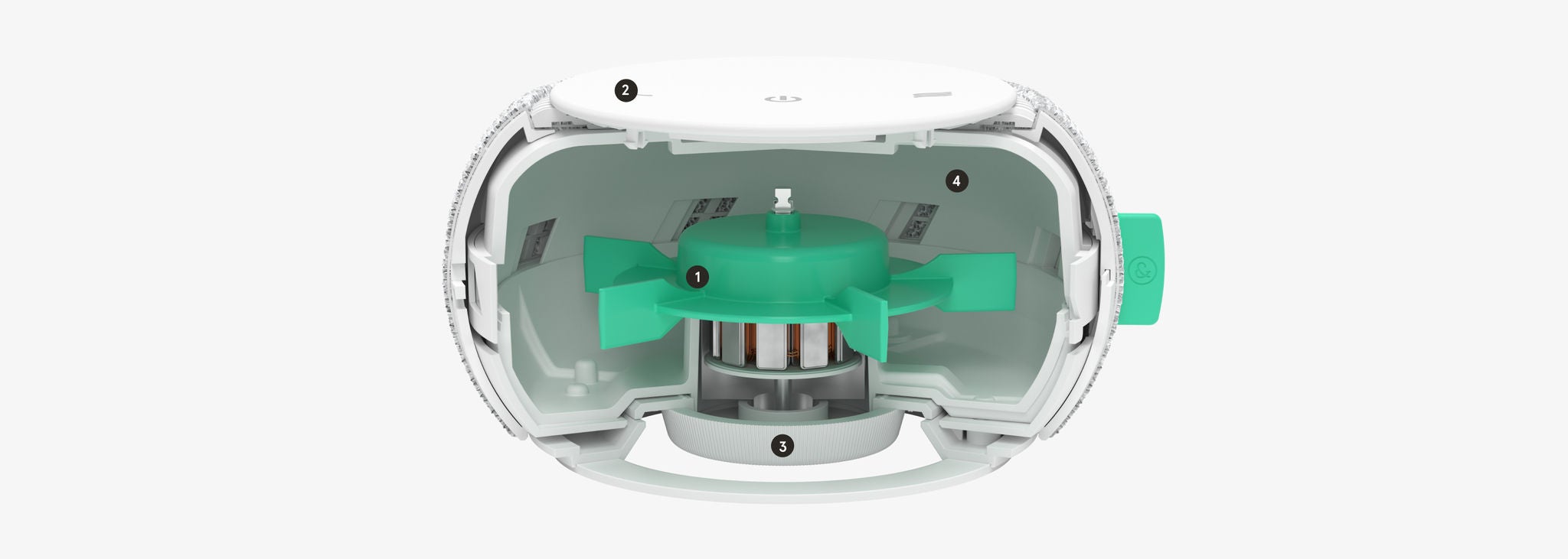 Cutaway view of modern air purifier