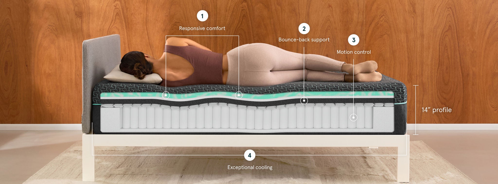 Woman resting on 14-inch profile mattress