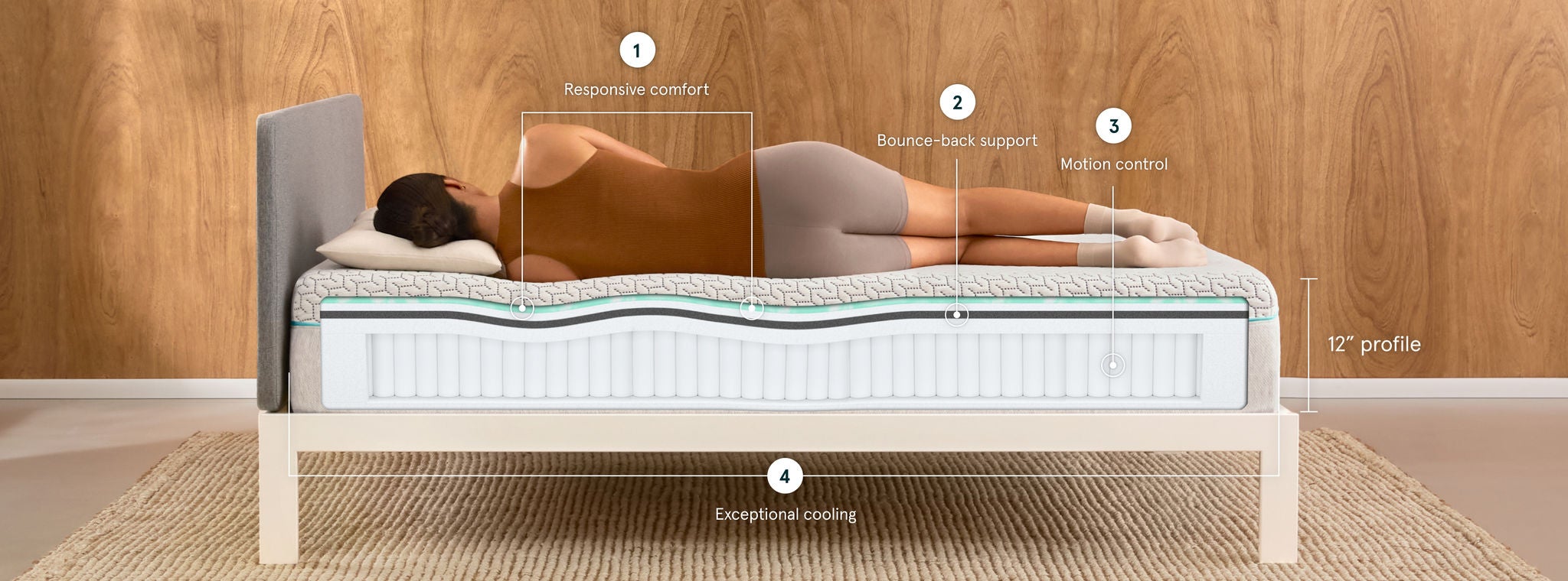 Woman resting on 12-inch profile mattress