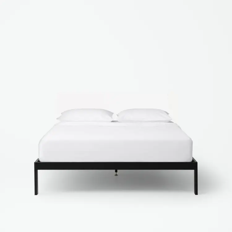 The Tuft and Needle Essential Platform Bed Frame with a mattress||color:black