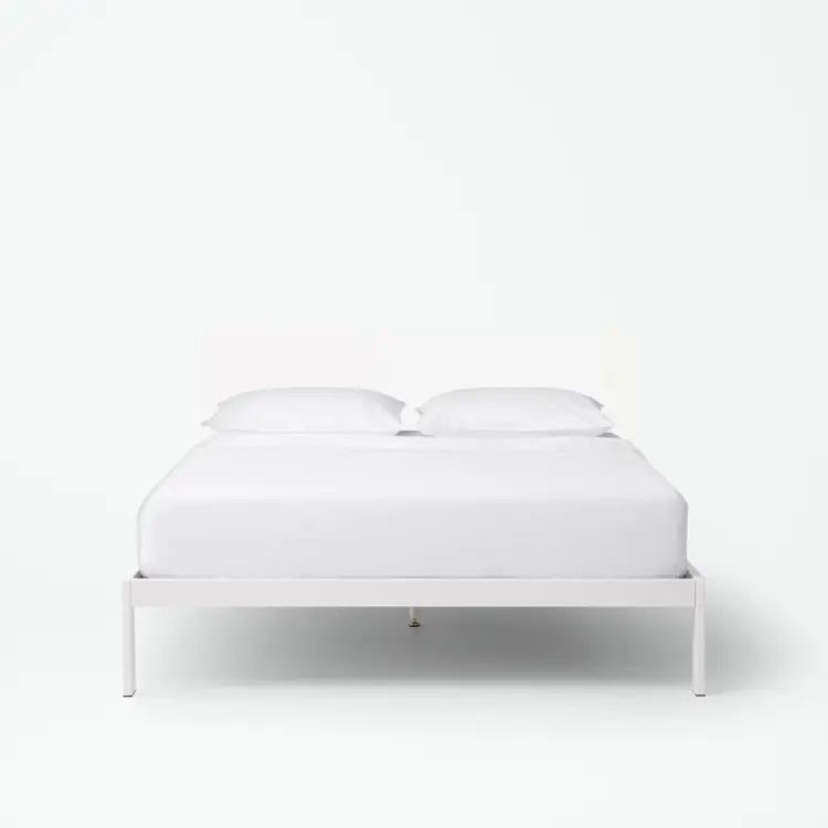 The Tuft and Needle Essential Platform Bed Frame with a mattress||color:white