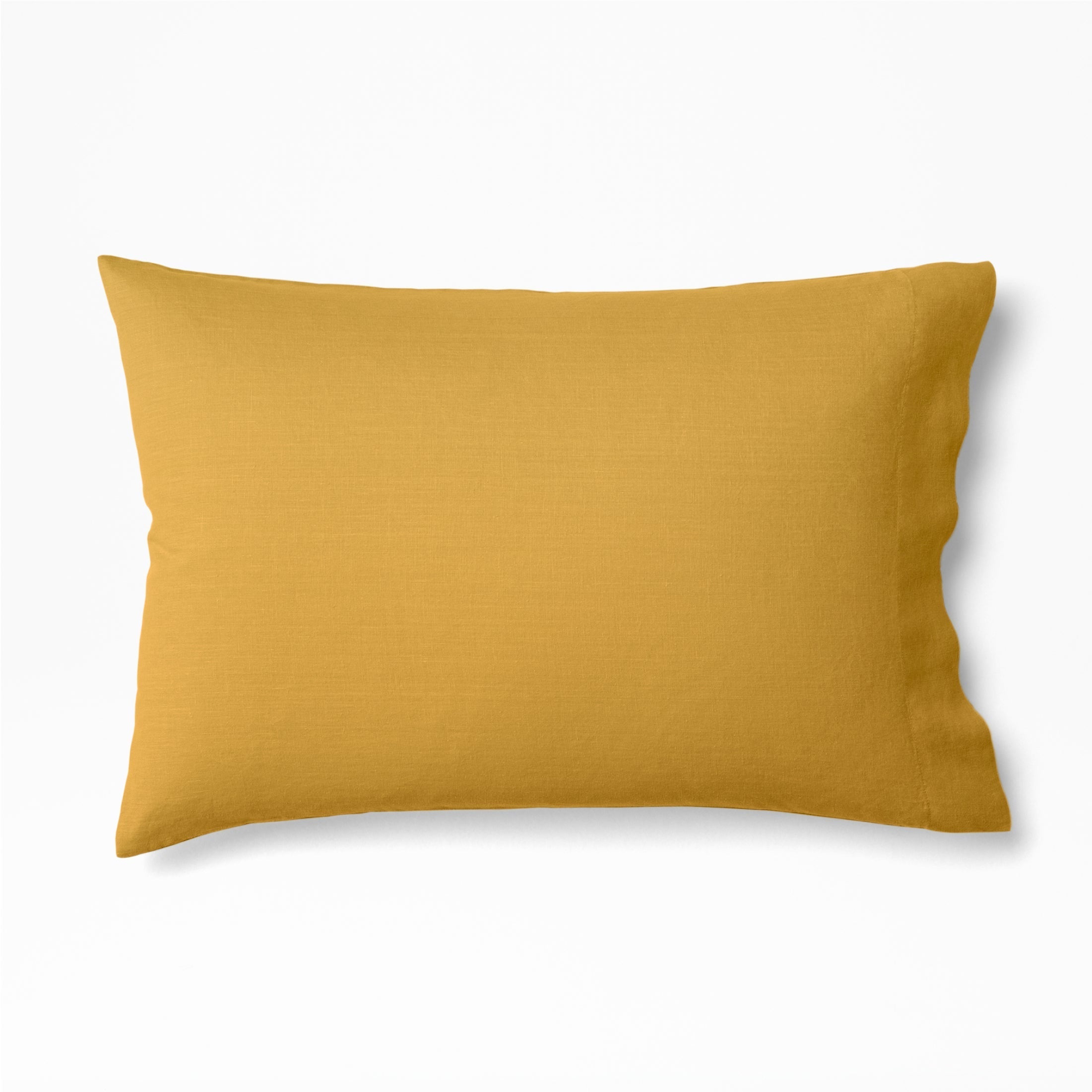 One pillow dressed in the Tuft and Needle Hemp Pillowcase Set||color:honeycomb