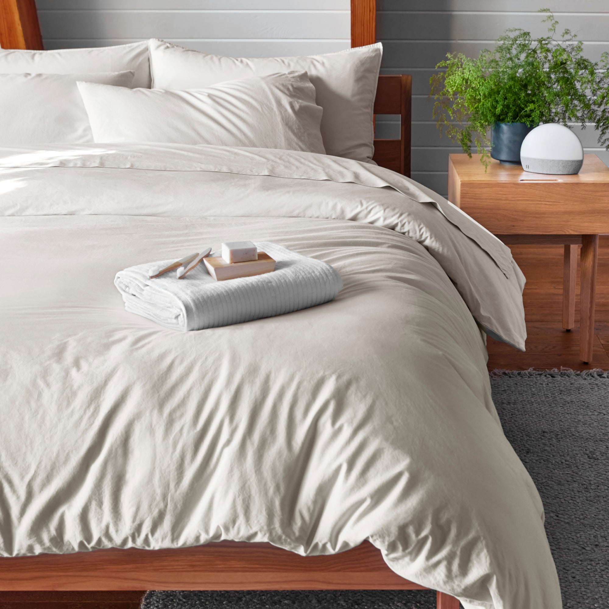 Percale Duvet Cover Set - Sand