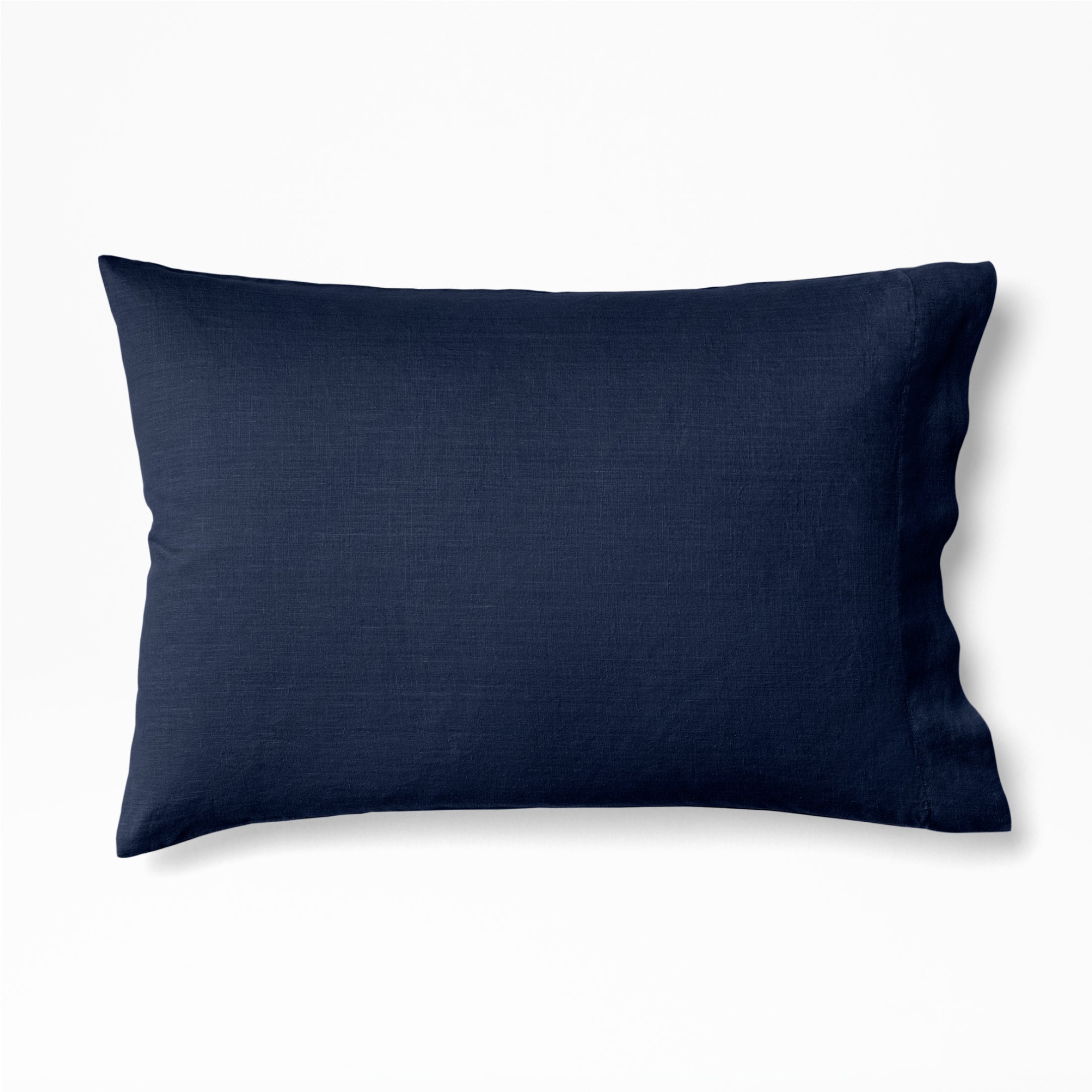 One pillow dressed in the Tuft and Needle Hemp Pillowcase Set||color:midnight